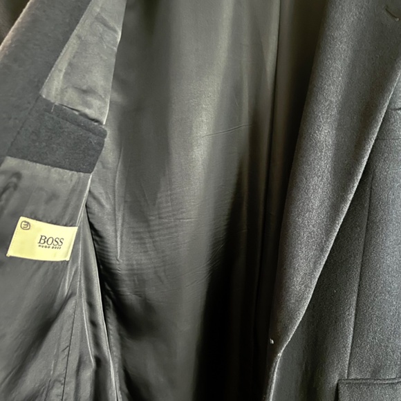 VINTAGE HUGO BOSS WOOL SPORTS COAT 46L 2-BUTTON BLUE VENTLESS NOTCH COLLAR USA - Picture 5 of 10